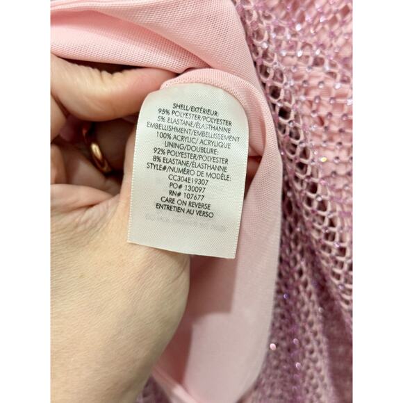 Alice & Olivia Maeve Crystal Embellished Mesh Midi Pencil Skirt Petal Women's 0 - Picture 4 of 5